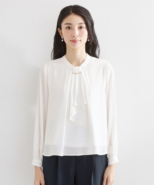THE SHOP TK （ザ ショップ ティーケー ）の「バー付きラッフルタイブラウス（シャツ/ブラウス・レディース・オフホワイト・12/13）」の14枚目の写真