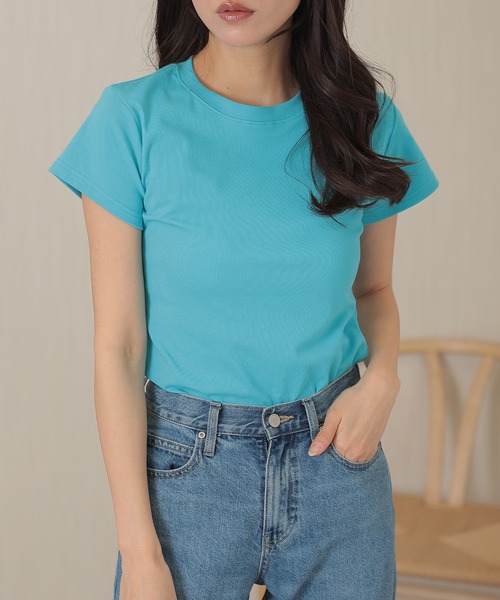 DAYRA(デイラ)の「コットン クルーネック ベーシック 半袖 Tシャツ(Tシャツ/カットソー・レディース・グリーン/ブルー・XL/M)」の2枚目の写真