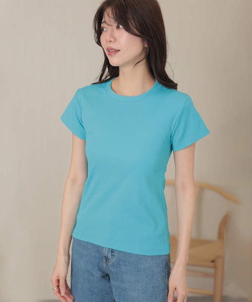 DAYRA(デイラ)の「コットン クルーネック ベーシック 半袖 Tシャツ(Tシャツ/カットソー・レディース・グリーン/ブルー・XL/M)」の4枚目の写真