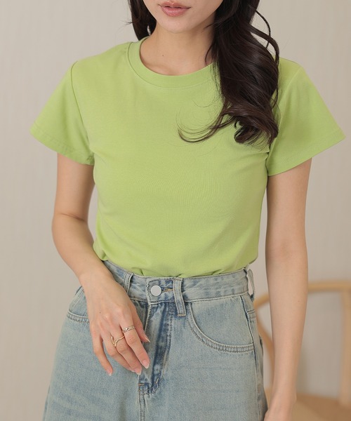 DAYRA(デイラ)の「コットン クルーネック ベーシック 半袖 Tシャツ(Tシャツ/カットソー・レディース・グリーン/ブルー・XL/M)」の10枚目の写真