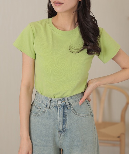 DAYRA(デイラ)の「コットン クルーネック ベーシック 半袖 Tシャツ(Tシャツ/カットソー・レディース・グリーン/ブルー・XL/M)」の13枚目の写真