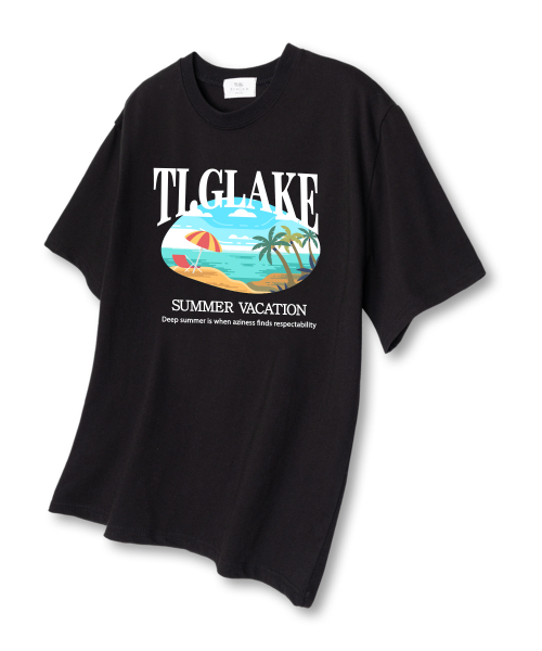 TI.GLAKE(ティーグレイク)の「パラソルビーチ オーバーサイズ 半袖Tシャツ ブラック(Tシャツ/カットソー・レディース・その他・LARGE/X-LARGE/XX-LARGE)」の1枚目の写真