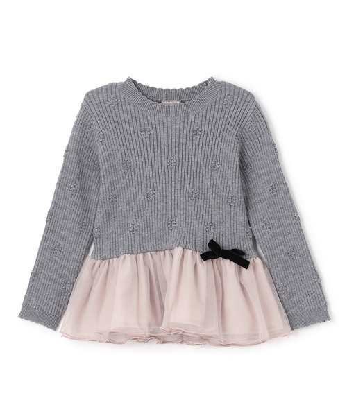 petit main(プティマイン)の「【フワもちっと】ニットペプラムチュールチュニック(チュニック・キッズ・ピンク/チャコール/アイボリー・80cm/90cm/120cm/110cm/100cm/130cm)」の14枚目の写真