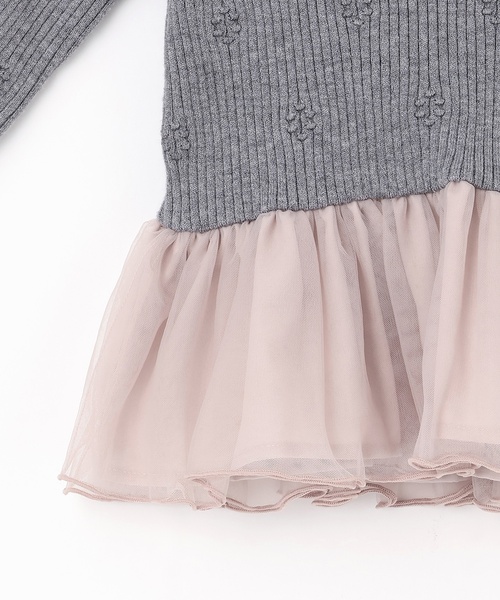 petit main(プティマイン)の「【フワもちっと】ニットペプラムチュールチュニック(チュニック・キッズ・ピンク/チャコール/アイボリー・80cm/90cm/120cm/110cm/100cm/130cm)」の9枚目の写真