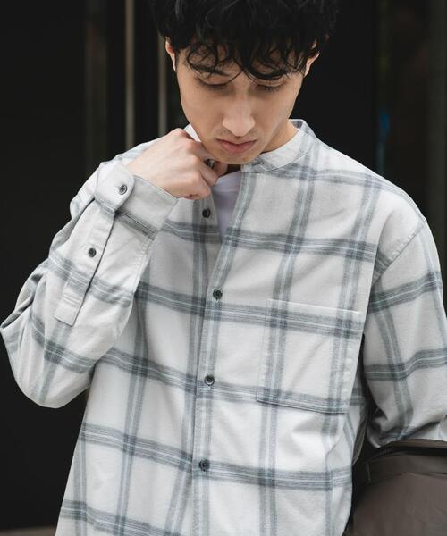 URBAN RESEARCH DOORS(アーバンリサーチドアーズ)の「防シワ起毛ネルバンドカラーシャツ(シャツ/ブラウス・メンズ・チェック/モカ/ブラック系その他/チャコールグレー・LARGE/MEDIUM)」の15枚目の写真