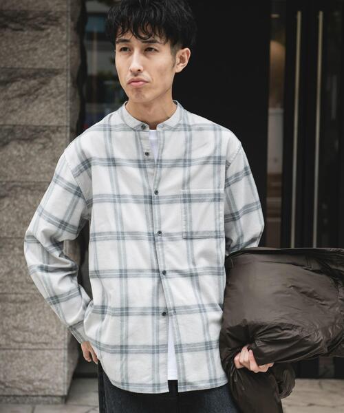 URBAN RESEARCH DOORS(アーバンリサーチドアーズ)の「防シワ起毛ネルバンドカラーシャツ(シャツ/ブラウス・メンズ・チェック/モカ/ブラック系その他/チャコールグレー・LARGE/MEDIUM)」の16枚目の写真