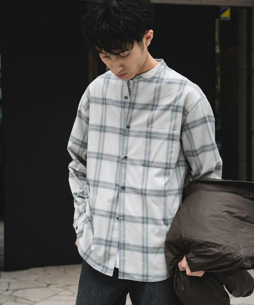 URBAN RESEARCH DOORS(アーバンリサーチドアーズ)の「防シワ起毛ネルバンドカラーシャツ(シャツ/ブラウス・メンズ・チェック/モカ/ブラック系その他/チャコールグレー・LARGE/MEDIUM)」の17枚目の写真