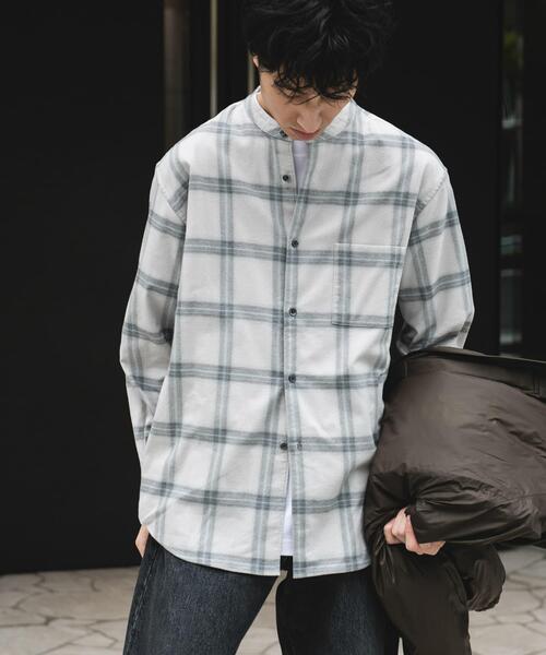 URBAN RESEARCH DOORS(アーバンリサーチドアーズ)の「防シワ起毛ネルバンドカラーシャツ(シャツ/ブラウス・メンズ・チェック/モカ/ブラック系その他/チャコールグレー・LARGE/MEDIUM)」の18枚目の写真