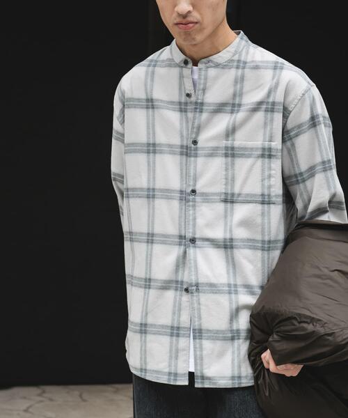 URBAN RESEARCH DOORS(アーバンリサーチドアーズ)の「防シワ起毛ネルバンドカラーシャツ(シャツ/ブラウス・メンズ・チェック/モカ/ブラック系その他/チャコールグレー・LARGE/MEDIUM)」の20枚目の写真