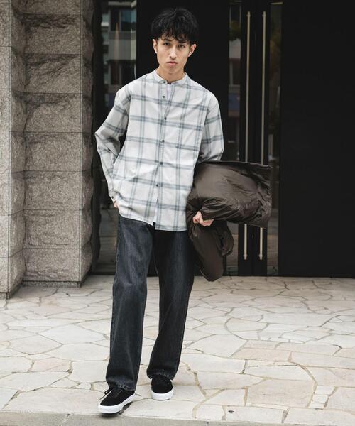 URBAN RESEARCH DOORS(アーバンリサーチドアーズ)の「防シワ起毛ネルバンドカラーシャツ(シャツ/ブラウス・メンズ・チェック/モカ/ブラック系その他/チャコールグレー・LARGE/MEDIUM)」の21枚目の写真