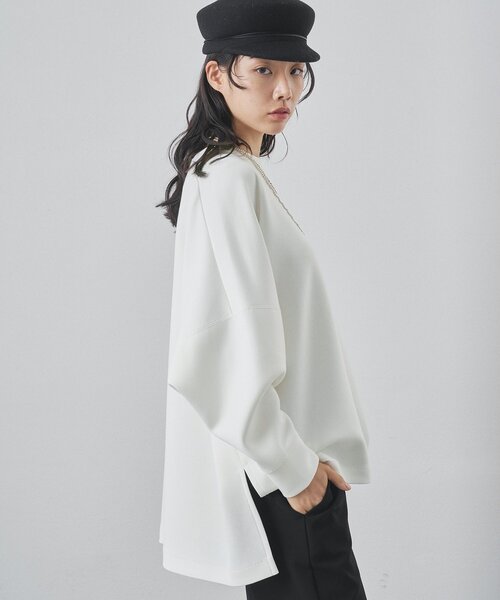 Whim Gazette（ウィムガゼット）の「ダブルエアープルオーバー（Tシャツ/カットソー・レディース・オフホワイト/ブラック・FREE）」の6枚目の写真