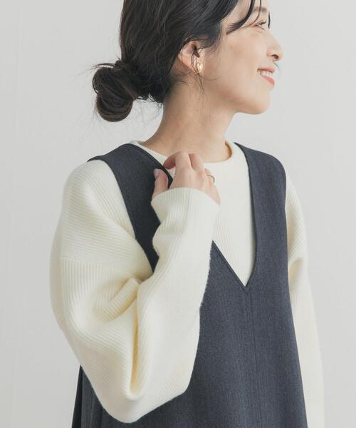 URBAN RESEARCH DOORS（アーバンリサーチドアーズ）の「針抜きダブルフェイスニット（ニット/セーター・レディース・ライトグレー/ピンク/オフホワイト・FREE）」の2枚目の写真