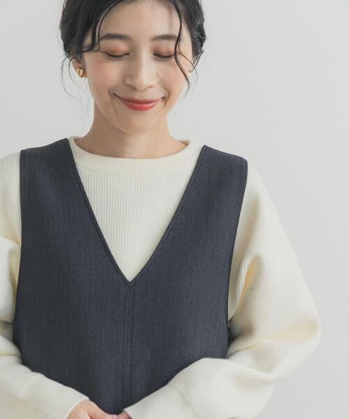 URBAN RESEARCH DOORS（アーバンリサーチドアーズ）の「針抜きダブルフェイスニット（ニット/セーター・レディース・ライトグレー/ピンク/オフホワイト・FREE）」の4枚目の写真