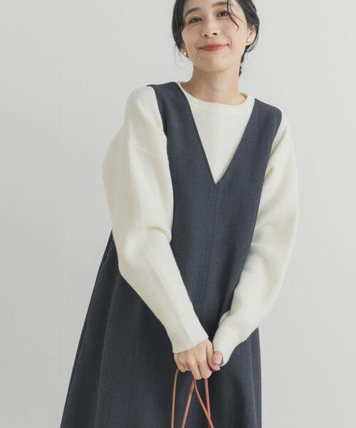 URBAN RESEARCH DOORS（アーバンリサーチドアーズ）の「針抜きダブルフェイスニット（ニット/セーター・レディース・ライトグレー/ピンク/オフホワイト・FREE）」の5枚目の写真