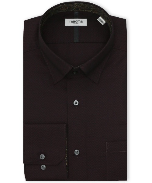 renoma HOMME(レノマオム)の「ワイシャツ メンズ イージーアイロン 綿混 スナップダウン 長袖 ビジネス ドレス NEWスタンダードフィット(ビジネスシャツ・メンズ・ボルドー・首回り41cm-裄丈86cm/首回り41cm-裄丈82cm/首回り39cm-裄丈84cm/首回り37cm-裄丈80cm/首回り39cm-裄丈80cm/首回り43cm-裄丈86cm/首回り43cm-裄丈82cm/首回り45cm-裄丈86cm)」の1枚目の写真