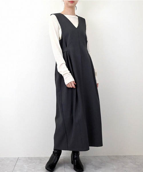 STYLEBLOCK（スタイルブロック）の「ポーラコクーンジャンパースカート（スカート・レディース・ブラウン/ブラック/チャコールグレー・M）」の3枚目の写真