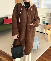 STYLEBLOCK | フード付きボアロングコート(ムートンコート)