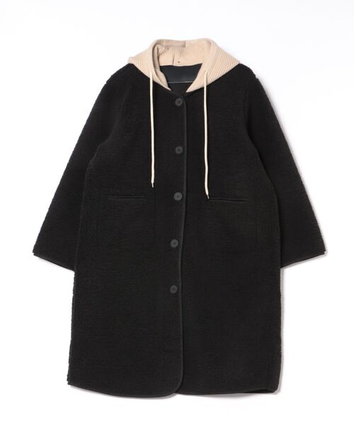 STYLEBLOCK（スタイルブロック）の「フード付きボアロングコート（ムートンコート・レディース・ブラック/ブラウン/ベージュ・FREE）」の7枚目の写真