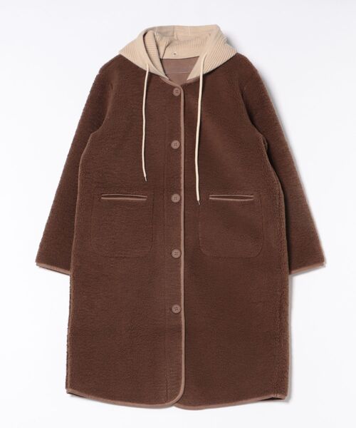 STYLEBLOCK（スタイルブロック）の「フード付きボアロングコート（ムートンコート・レディース・ブラック/ブラウン/ベージュ・FREE）」の8枚目の写真