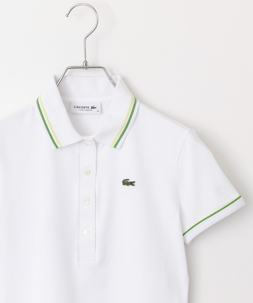 LACOSTE(ラコステ)の「【LACOSTE】ワンポイントロゴ ダブルラインポロシャツ DF5284(ポロシャツ・レディース・ネイビー/ホワイト・M/S)」の19枚目の写真