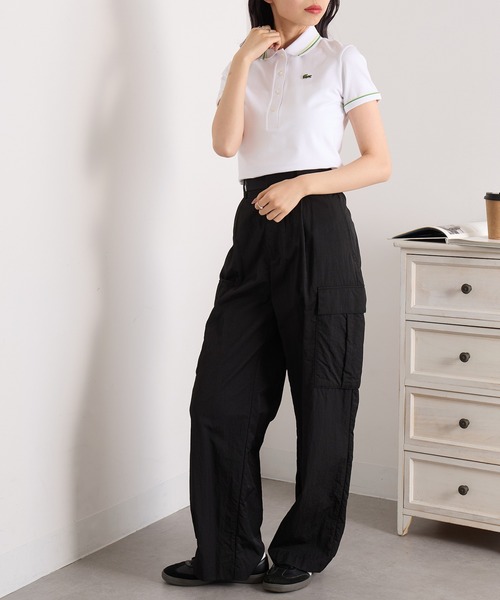 LACOSTE(ラコステ)の「【LACOSTE】ワンポイントロゴ ダブルラインポロシャツ DF5284(ポロシャツ・レディース・ネイビー/ホワイト・M/S)」の17枚目の写真