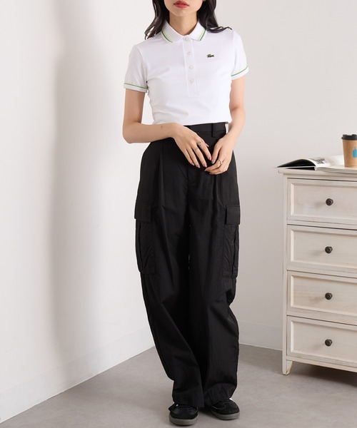 LACOSTE(ラコステ)の「【LACOSTE】ワンポイントロゴ ダブルラインポロシャツ DF5284(ポロシャツ・レディース・ネイビー/ホワイト・M/S)」の18枚目の写真