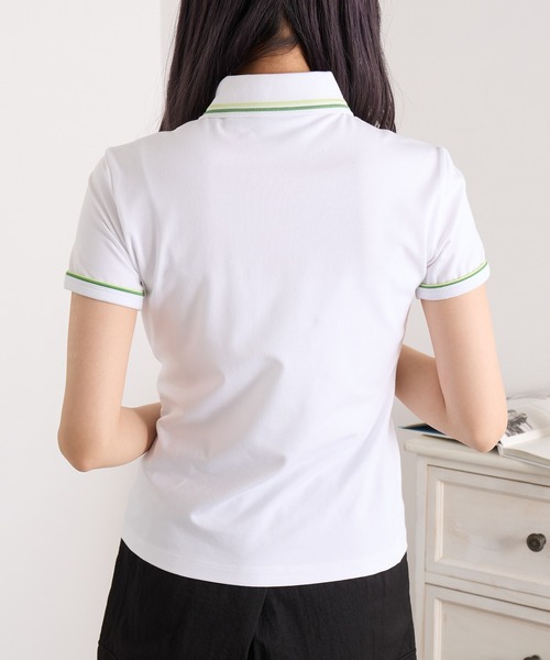LACOSTE(ラコステ)の「【LACOSTE】ワンポイントロゴ ダブルラインポロシャツ DF5284(ポロシャツ・レディース・ネイビー/ホワイト・M/S)」の16枚目の写真