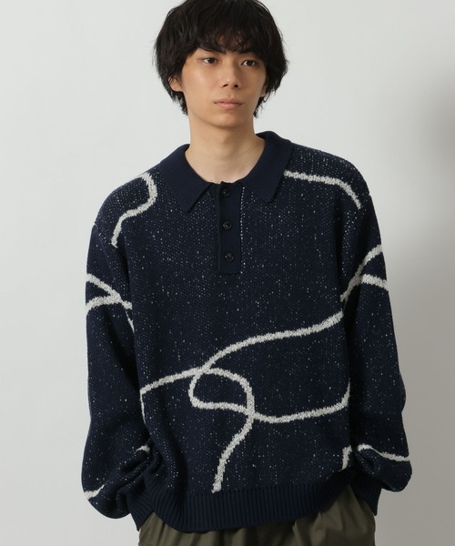 LAKOLE(ラコレ)の「ロープ柄ポロニットプルオーバー / 637815(ニット/セーター・メンズ・ブラック/ネイビー/アイボリー・MEDIUM/LARGE)」の3枚目の写真