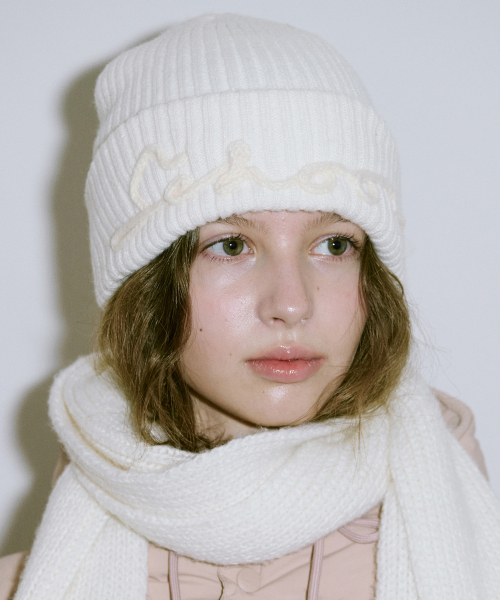 sinoon ニット帽　ビーニー セール】Sinoon Logo Beanie (Cream)（ニットキャップ/ビーニー