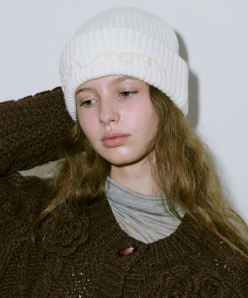 sinoon ニット帽　ビーニー セール】Sinoon Logo Beanie (Cream)（ニットキャップ/ビーニー