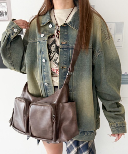 WEGO（ウィゴー）の「WEGO/立体2ポケットBIGショルダー（ショルダーバッグ・レディース・ブラウン/ホワイト/ブラック・FREE）」の16枚目の写真