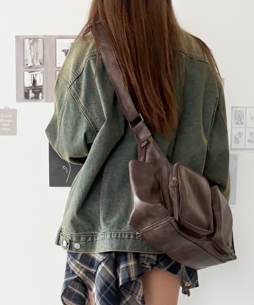 WEGO（ウィゴー）の「WEGO/立体2ポケットBIGショルダー（ショルダーバッグ・レディース・ブラウン/ホワイト/ブラック・FREE）」の18枚目の写真