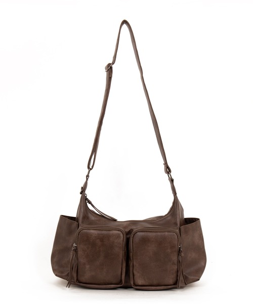 WEGO（ウィゴー）の「WEGO/立体2ポケットBIGショルダー（ショルダーバッグ・レディース・ブラウン/ホワイト/ブラック・FREE）」の21枚目の写真