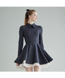 J.JANE（ジェイジェーン）の「クラシック配色リボンフレアワンピース(ブラック)（ワンピース）」