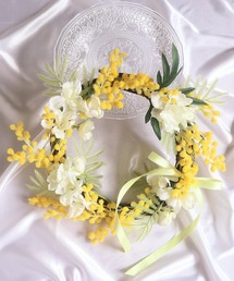 Salon de Lilas（サロンドリラ）の「ミモザとデルフィニウムのリース（インテリア雑貨）」