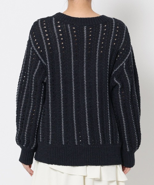 mysty woman（ミスティウーマン）の「MIXヤーンニットカーディガン　643854（カーディガン/ボレロ・レディース・アイボリー/ネイビー/グレー系その他・FREE）」の9枚目の写真