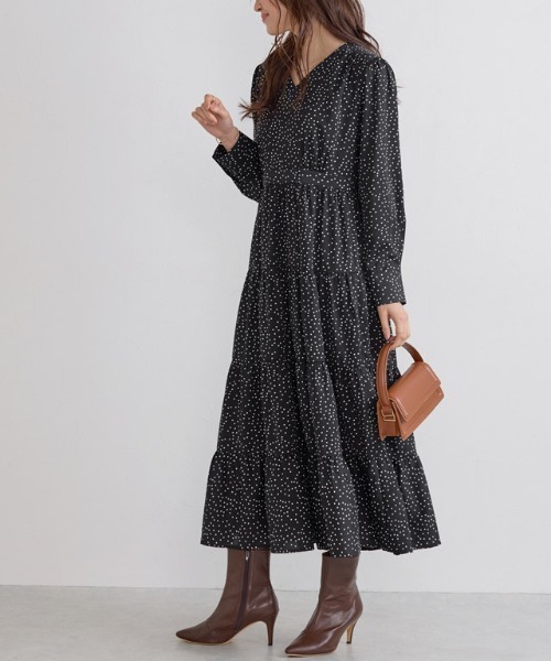 Pierrot（ピエロ）の「ドットティアードワンピース（ワンピース・レディース・ブラック・L/M/PM）」の21枚目の写真