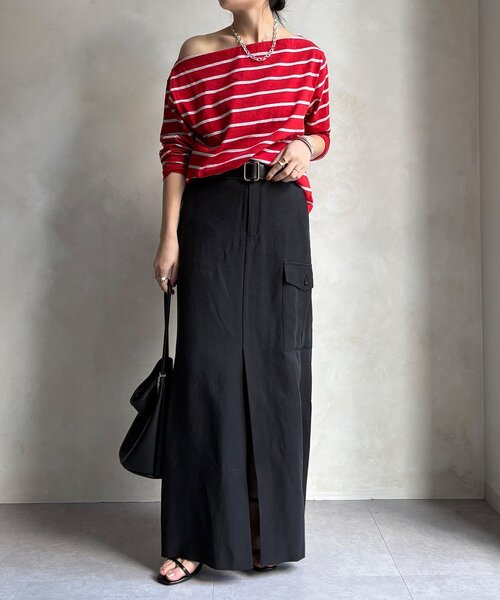 DouDou（ドゥドゥ）の「ツイルカーゴスカート（スカート・レディース・ブラック/グリーン・38/36）」の3枚目の写真