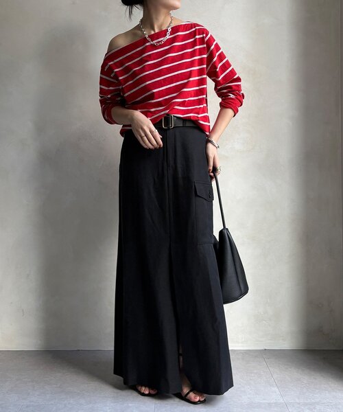 DouDou（ドゥドゥ）の「ツイルカーゴスカート（スカート・レディース・ブラック/グリーン・38/36）」の5枚目の写真