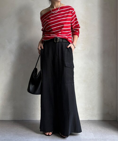 DouDou（ドゥドゥ）の「ツイルカーゴスカート（スカート・レディース・ブラック/グリーン・38/36）」の6枚目の写真