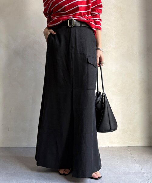 DouDou（ドゥドゥ）の「ツイルカーゴスカート（スカート・レディース・ブラック/グリーン・38/36）」の8枚目の写真