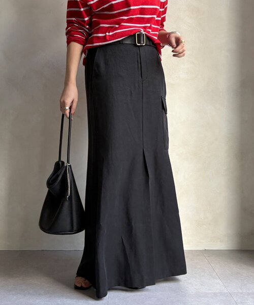 DouDou（ドゥドゥ）の「ツイルカーゴスカート（スカート・レディース・ブラック/グリーン・38/36）」の9枚目の写真