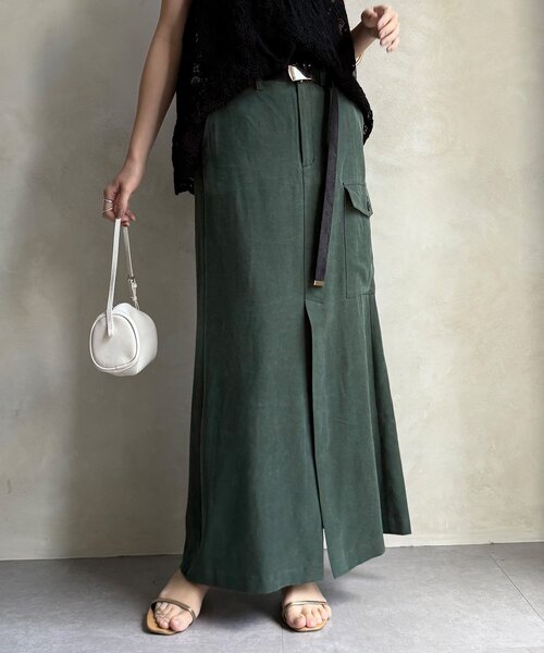 DouDou（ドゥドゥ）の「ツイルカーゴスカート（スカート・レディース・ブラック/グリーン・38/36）」の17枚目の写真