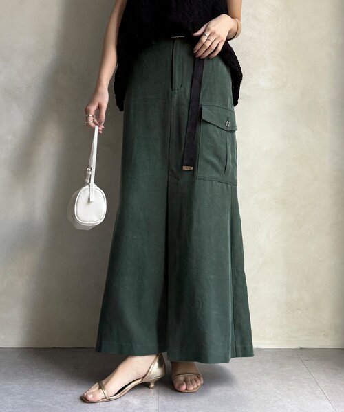 DouDou（ドゥドゥ）の「ツイルカーゴスカート（スカート・レディース・ブラック/グリーン・38/36）」の19枚目の写真