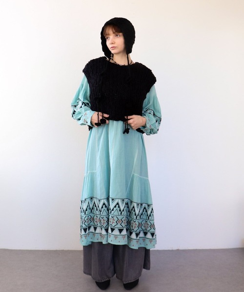 Three Four Time（ｽﾘｰﾌｫｰﾀｲﾑ）の「コットンレーヨン刺繍ワンピース（ワンピース・レディース・オフホワイト/グリーン/ネイビー・FREE）」の11枚目の写真