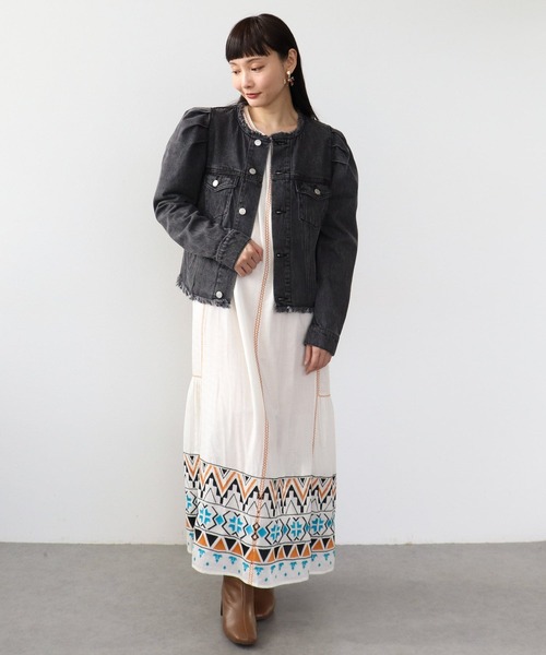 Three Four Time（ｽﾘｰﾌｫｰﾀｲﾑ）の「コットンレーヨン刺繍ワンピース（ワンピース・レディース・オフホワイト/グリーン/ネイビー・FREE）」の8枚目の写真