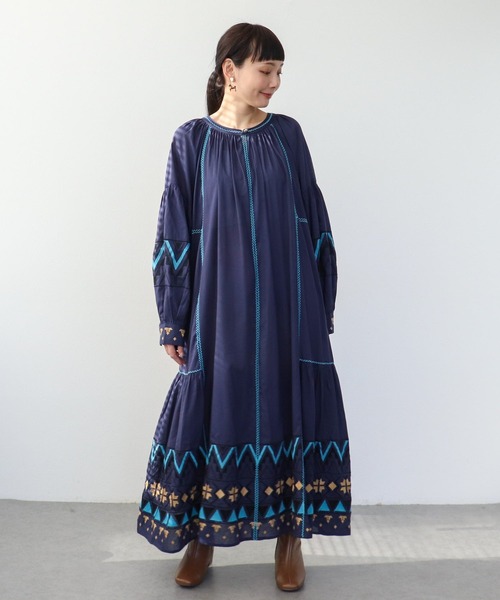 Three Four Time（ｽﾘｰﾌｫｰﾀｲﾑ）の「コットンレーヨン刺繍ワンピース（ワンピース・レディース・オフホワイト/グリーン/ネイビー・FREE）」の12枚目の写真