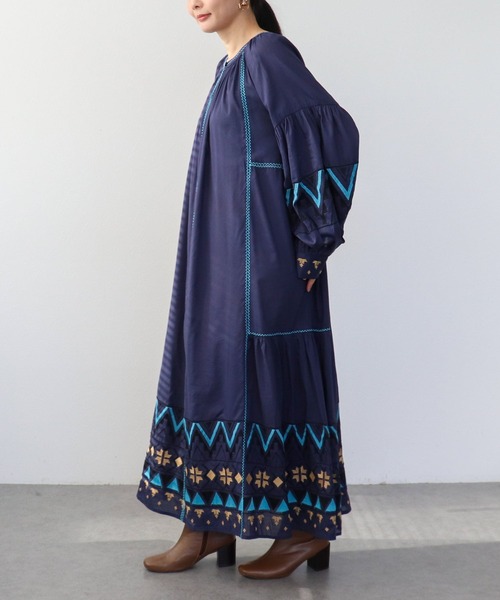 Three Four Time（ｽﾘｰﾌｫｰﾀｲﾑ）の「コットンレーヨン刺繍ワンピース（ワンピース・レディース・オフホワイト/グリーン/ネイビー・FREE）」の13枚目の写真