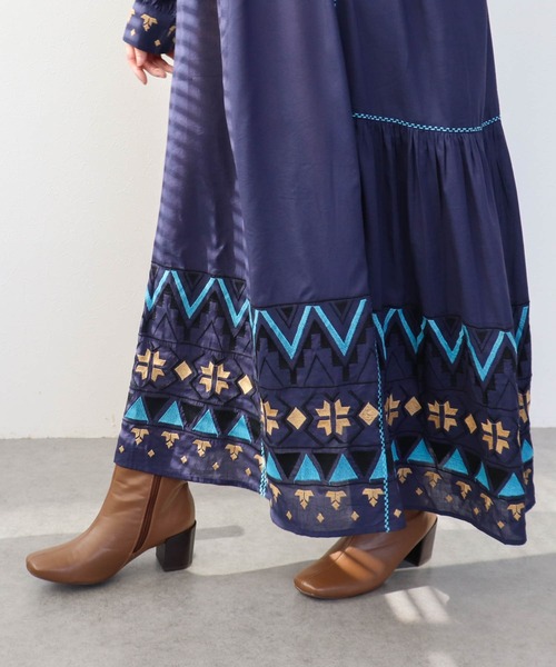 Three Four Time（ｽﾘｰﾌｫｰﾀｲﾑ）の「コットンレーヨン刺繍ワンピース（ワンピース・レディース・オフホワイト/グリーン/ネイビー・FREE）」の16枚目の写真