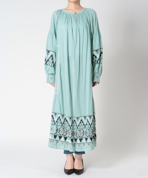 Three Four Time（ｽﾘｰﾌｫｰﾀｲﾑ）の「コットンレーヨン刺繍ワンピース（ワンピース・レディース・オフホワイト/グリーン/ネイビー・FREE）」の19枚目の写真